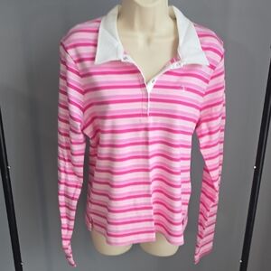 NWT Vintage Y2K Aeropostale Pink Striped Rugby Polo - XL - Rare Deadstock​